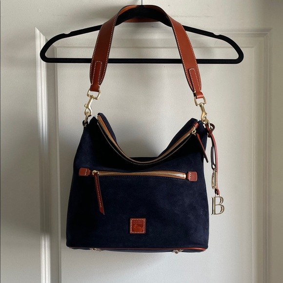Dooney & Bourke Dark Blue Suede purse Large Hobo Bag, Camden like new - Picture 2 of 16